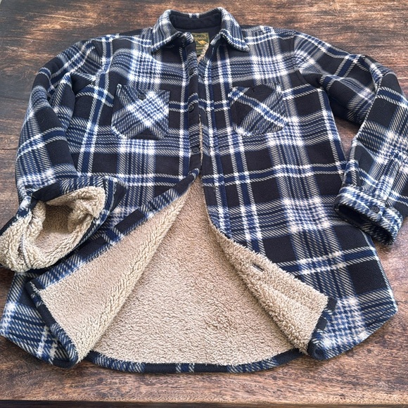 Anchorage expedition Blue Plaid Sherpa-Lined Jacket shacket sz small oversized - Picture 3 of 12